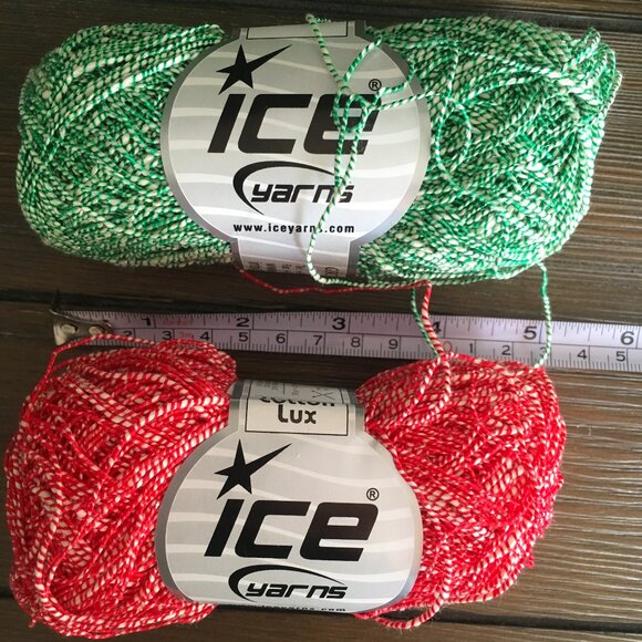 ICE YARNS 2 skeins Urban Cotton Lux Red Green 50 grams Twisted Knitting Boho - Picture 7 of 8